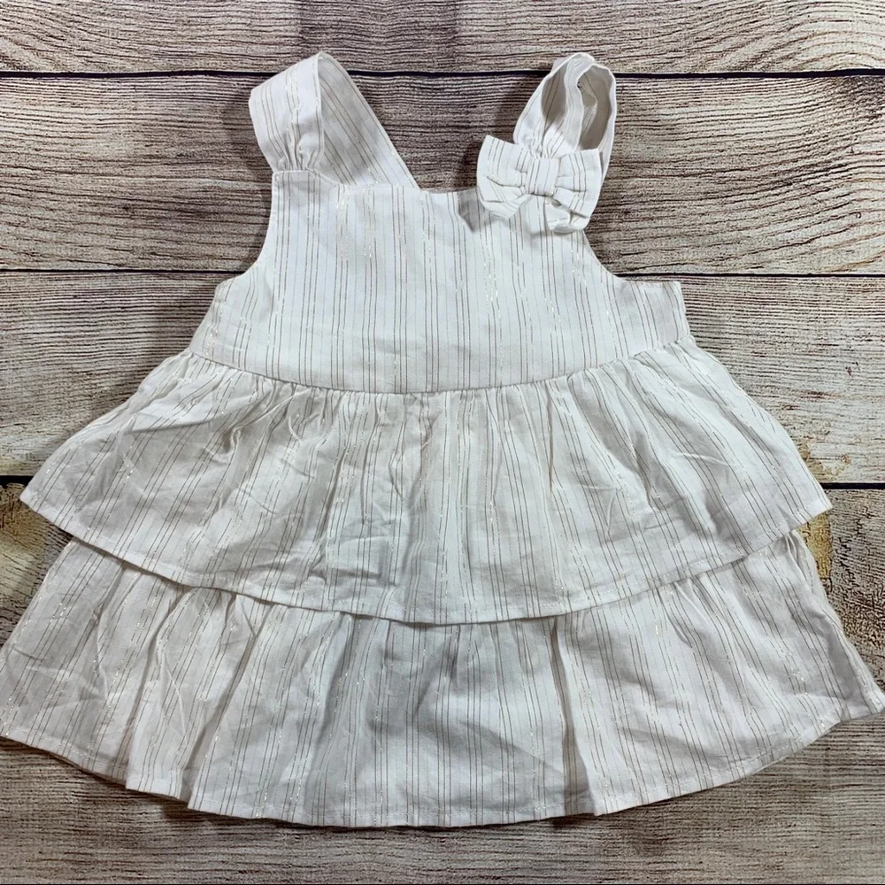Gymboree white sundress‎ metallic stripe 5T New